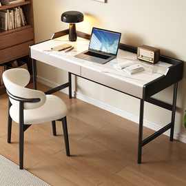 意式岩板实木书桌卧室轻奢办公桌家用简约办公现代写字学习电脑桌