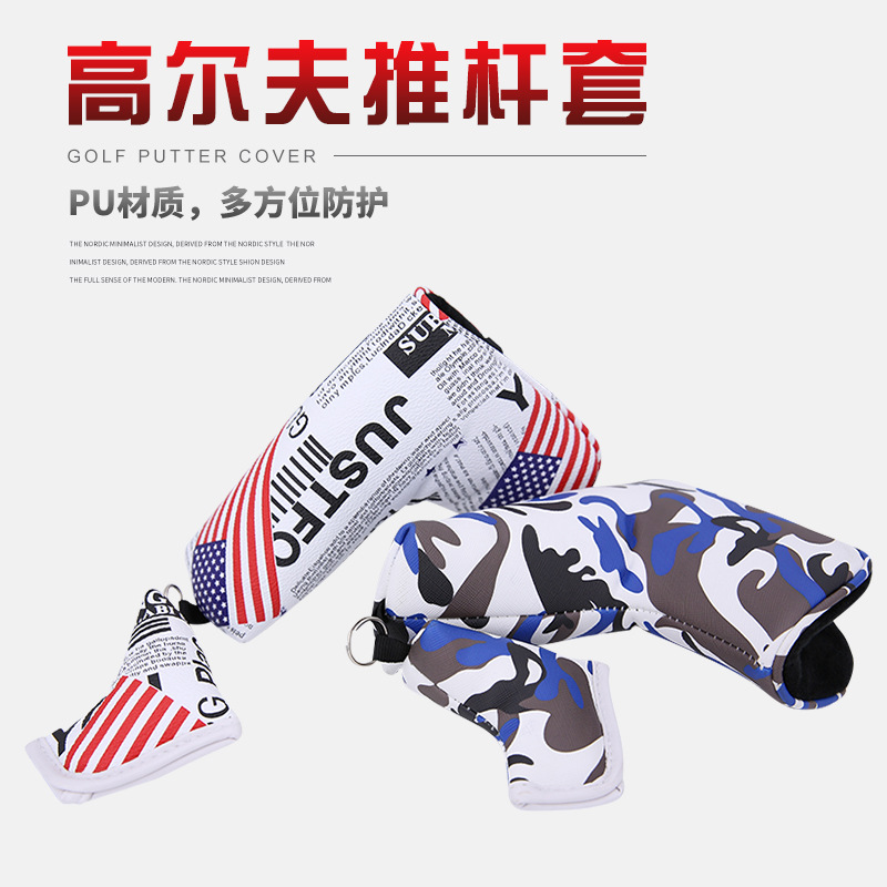 Fábrica al por mayor cubierta de putter de golf protección multidireccional cubierta de club de golf cubierta de varilla de impresión línea directa transfronteriza