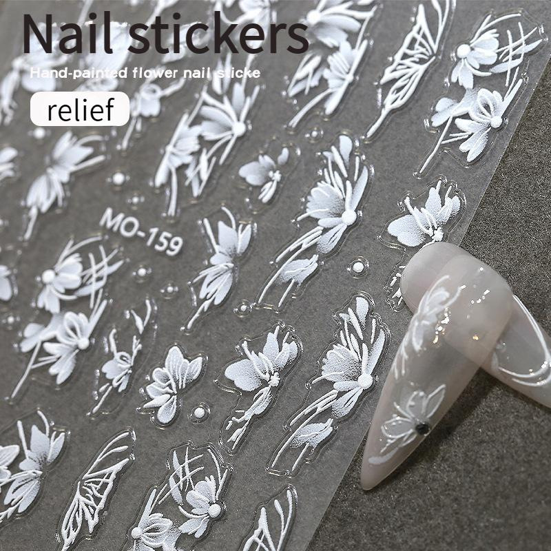 Pegatinas para uñas, arte de uñas popular en línea, pegatinas florales estilo INS pintadas a mano con forma de mariposa, decoraciones navideñas para uñas. image 3