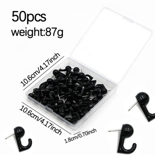 Manufacturer Wholesale 50 Black and White Mixed Color Hook Nails for Home Office Document Hanging Wall I-Shaped Nails Cork Board Push Nails