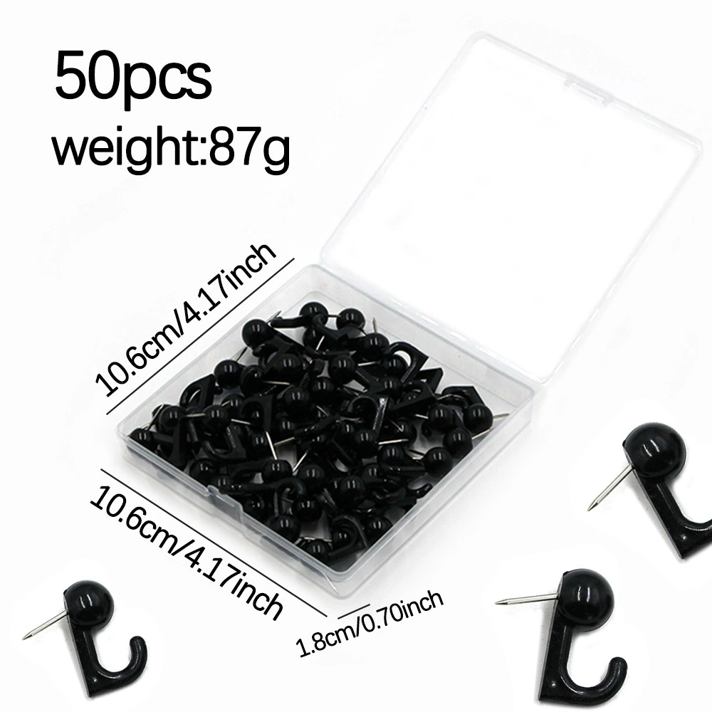 Оптовая Продажа 50 штучных крючков черные прозрачные цветные настенные гвозди с крючками офисные документы настенные гвозди
