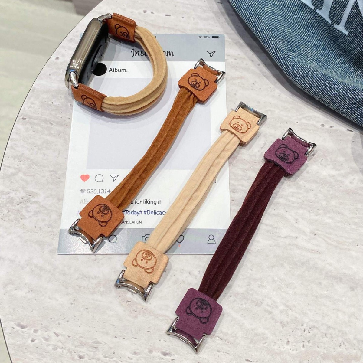 Suitable for Xiaomi 10 Bracelet 9Pro Wristband Mi 8 Bear Hair Band Strap Redmi Watch4/5 Elastic Rubber Band