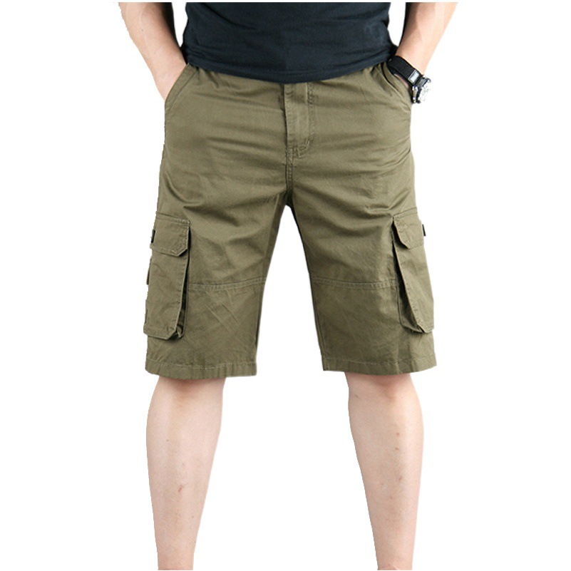 Verano nuevo multi-Bolsillo pantalones cortos de ropa de trabajo casual de los hombres sueltos pantalones cortos de algodón de los hombres quinto pantalones de moda