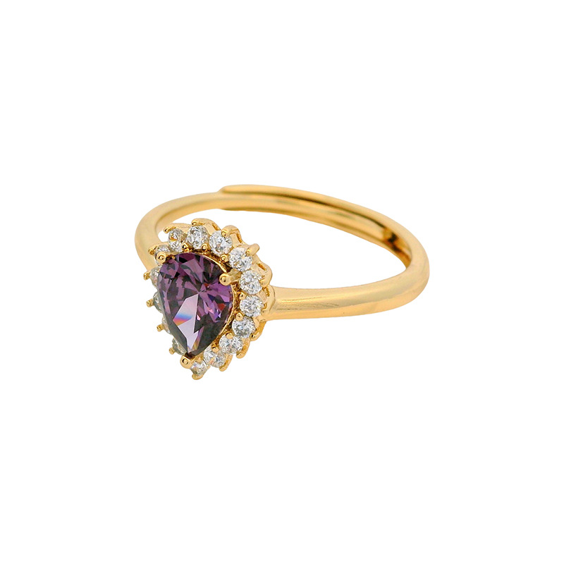Xuping Europa y América transfronterizas aleación de cobre galvanizado 14k color incrustado con gemas artificiales lujosas abertura anillo ajustable