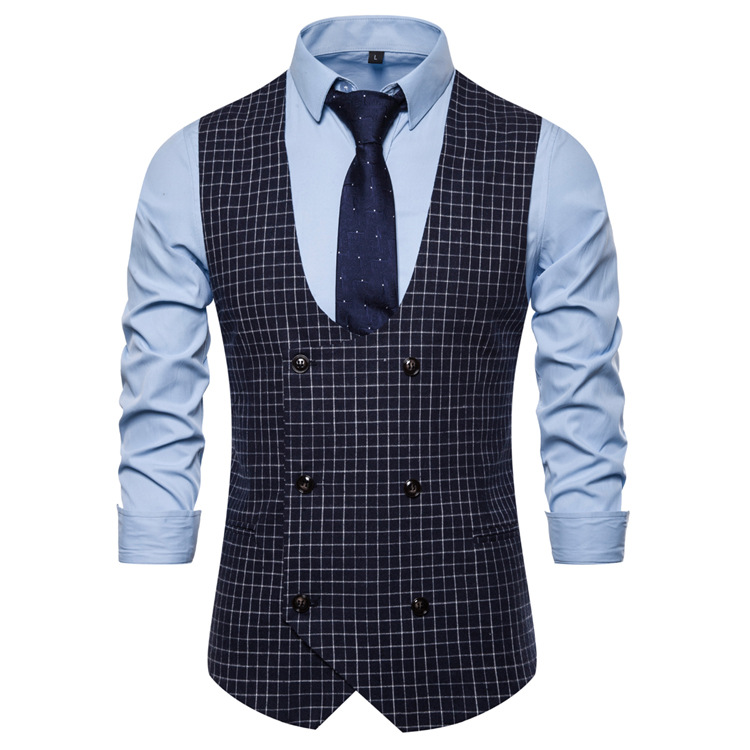 Amazon Cross-Border Export Vest Men's 2025 Spring New Men's Plaid Vest Men's British Style Slim Vest