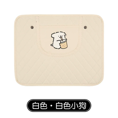 Cartoon Seat Protector, Children's Car – Chair back anti-kick pad - white-white-puppy-anti-kick-pad-waterproof-and-stain-resistanteasy-to-clean-1-piece