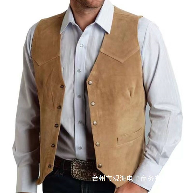 Cross-border men's fashion independent website: Men's casual one-line vest jacket, Yellowstone slim-fit suit vest wholesale