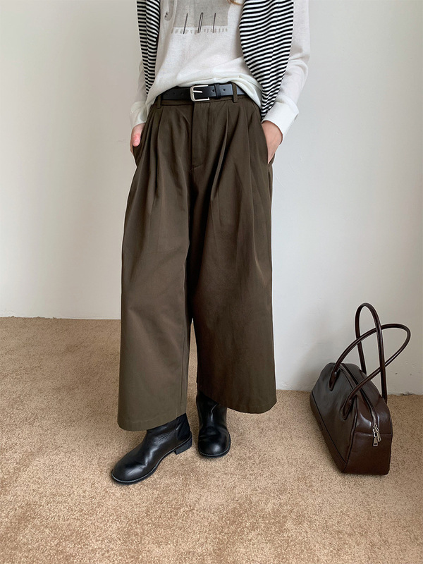 苏奈 简约气质压褶25秋高腰显瘦直筒休闲裤韩系阔腿长裤fromanna|undefined