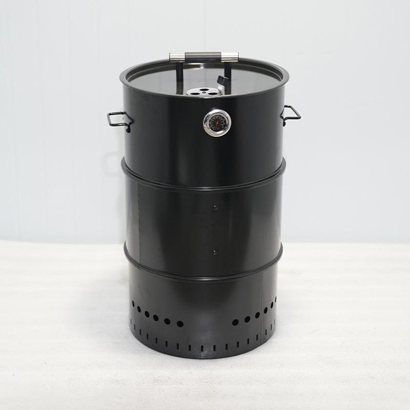 Transfronterizo multifuncional plegable portátil fumigante horno de cocción redondo barbacoa al aire libre desmontable barril de fumigante comercial