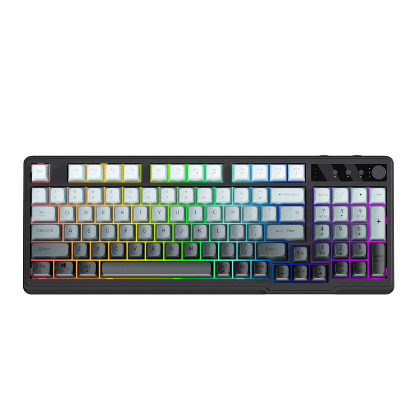 Inker H98 デュアルモードワイヤレス Bluetooth キーボードグラデーションボールキャップマルチメディアノブオフィスタイピングフィルムキーボードとマウス|undefined