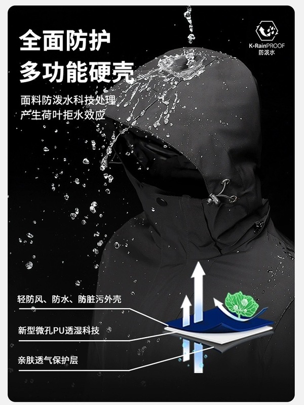 骆陀同款羽绒冲锋衣男女三合一防风防水两件套90白鸭绒登山服外套|undefined