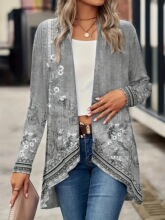 G 24491 Floral Print Long Sleeve Cardigan ӡ�����俪��