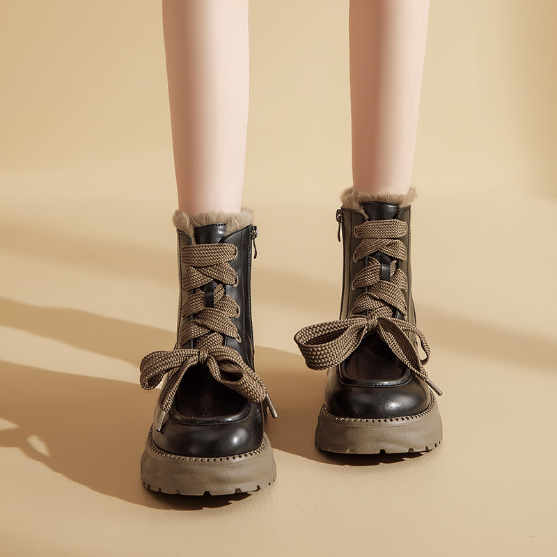 Botas Augusden Martin para mujer, estilo retro de otoño e invierno 2026, botas cortas con forro grueso y suela gruesa, botas para la nieve. image 2