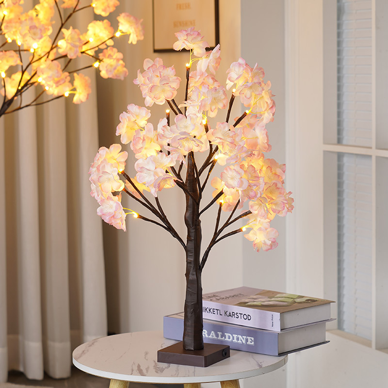 Cherry Blossom Tree Lamp LED Christmas Party Decoration Home Decor Lamp Thanksgiving Indoor Ornament Lantern Light Emitting Tree