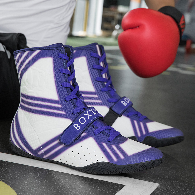 Cross-Border Boxing and Fighting Shoes, Comfortable and Lightweight Wrestling Shoes, High-Top Boots, Men's and Women's Martial Arts Competition Training Shoes, Non-Slip Shoes