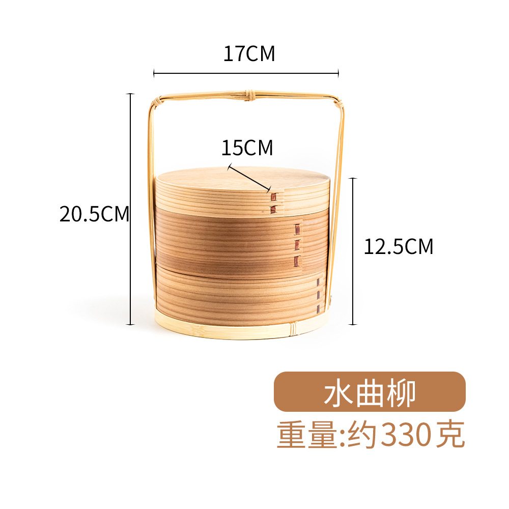 Fábrica al por mayor cesta de mano de madera para el hogar en capas caja de fruta fresca vintage caja de pastelería japonesa vajilla