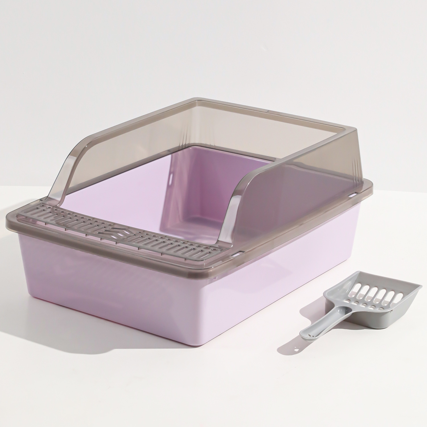 Lavabo de arena para gatos, inodoro para gatos semicerrado de gran tamaño, cerca alta, palangana de heces para gatos, palangana de arena para gatos, suministros para mascotas para gatos