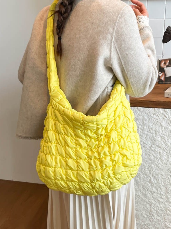 Bolso Cruzado Estilo Nube Plisado de Tela, Gran Capacidad con Cremallera, para Uso Diario y Trabajo