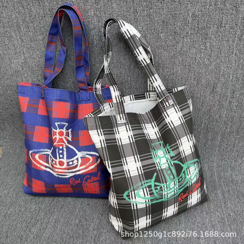 2026 New Plaid Tote Bag Large Capacity Commuter Shoulder Bag Handbag Saturn Personalized Fashion Canvas Bag 2026 New Plaid Tote Bag Large Capacity Commuter Shoulder Bag Handbag Saturn Personalized Fashion Canvas Bag