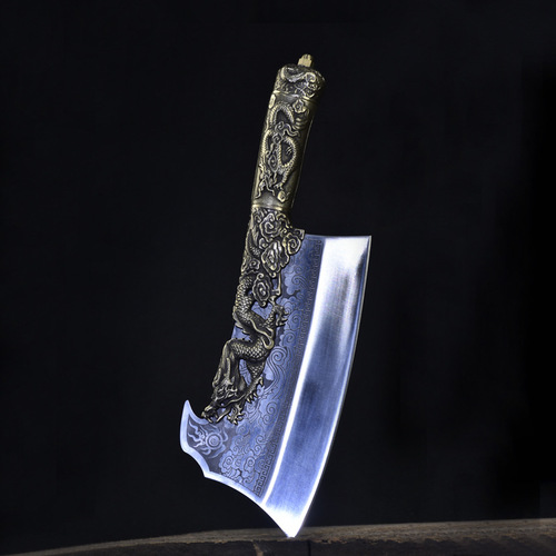 03169 Hand-Cut Bone Knife Longquan Steel-Clad Forged Kitchen Knife Home Use Bone Splitting Knife Chef Knife Commercial Wholesale