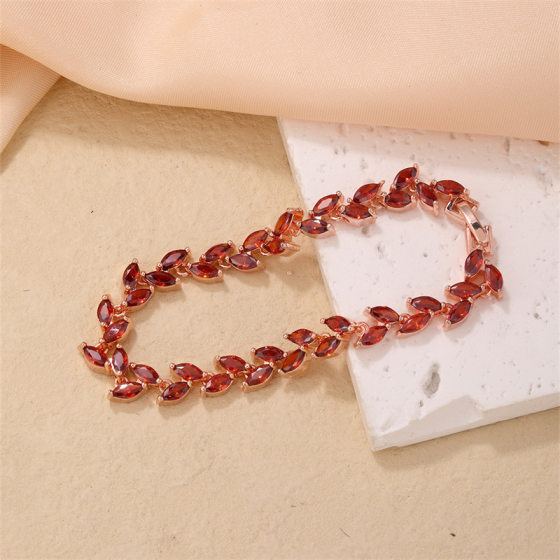 Cross-border colorful crystal willow leaf bracelet female niche design European and American bracelet bracelet fashion jewelry zircon wholesale