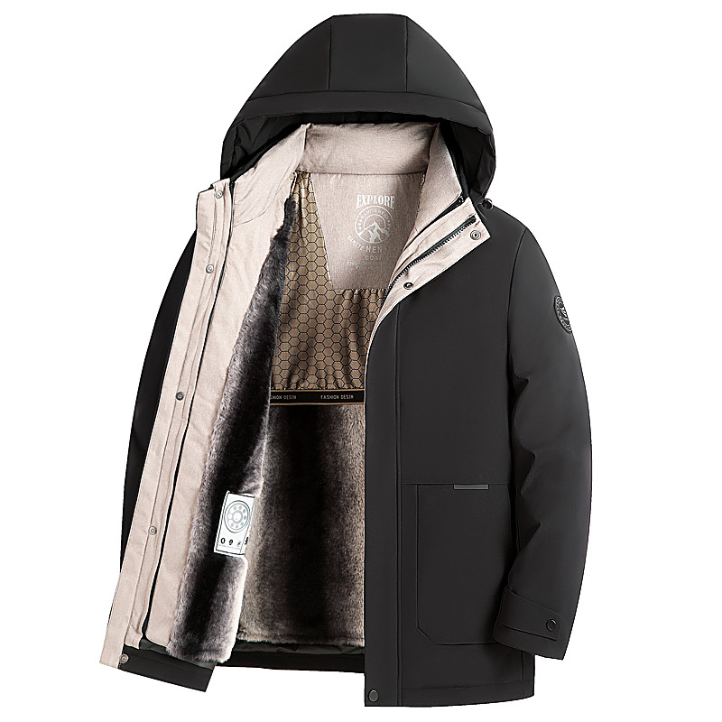 Cross-border para hombres y mujeres con pelusa más gruesa chaqueta con capuchón parker lana interior chaqueta de grafeno para papá calentamiento