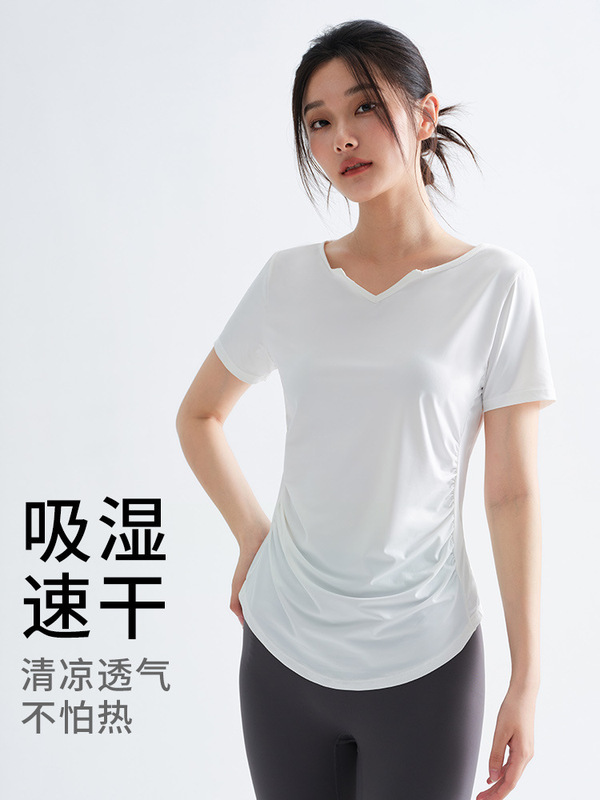 运动短袖女大码速干衣胖mm训练跑步瑜伽健身服普拉提夏季凉感t恤|undefined