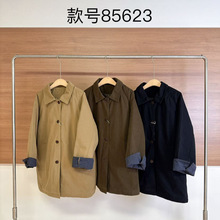 加棉风衣女 2025冬新款韩版宽松休闲翻领中长款保暖棉衣外套85623