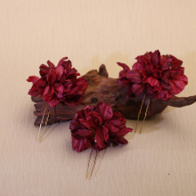 新中式新娘敬酒服头饰红色仿真花朵发簪晨袍旗袍订婚头花发饰配饰