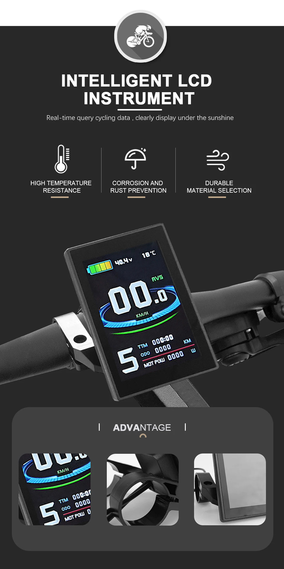 Bicycle lithium battery modification accessories Quantum LCD8SU new color screen instrument SM connector with USB interface