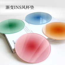 茶杯墊ins彩色漸變亞克力加厚耐高溫隔熱多巴胺落日碗墊跨境定制