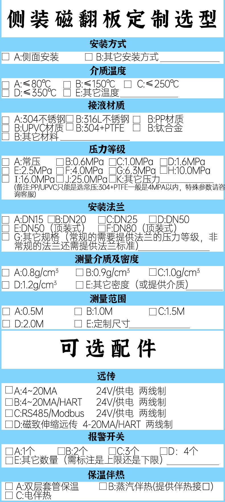 侧装磁翻板选型