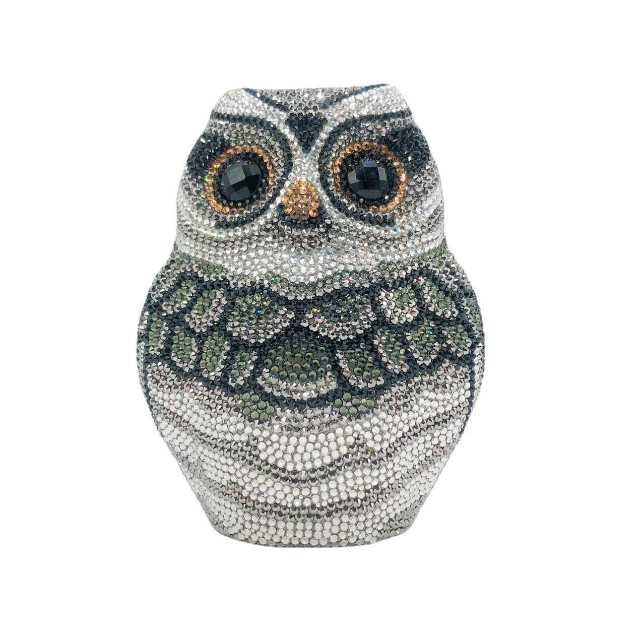 Nuevo fondo plano transfronterizo llena de diamantes búho de diamante de diamante de diamante bolsa de banquete europea y americana bolsas de mano de diamante de diamante de diamante Owl Clutch