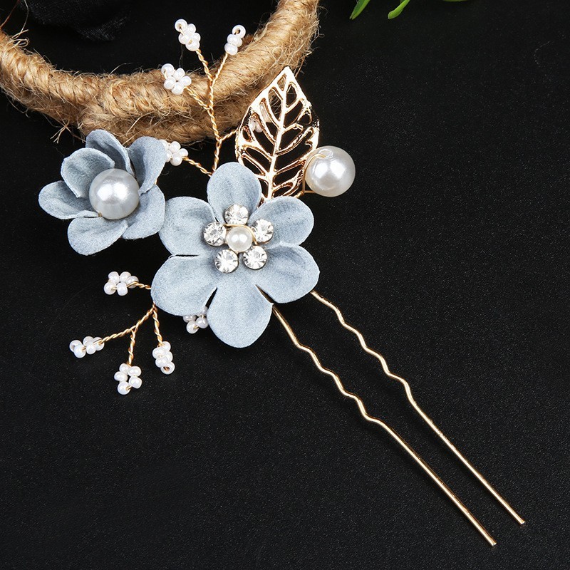 クロスボーダーの金色の葉の髪の櫛の髪の飾りの手作りの花嫁のセットの頭の飾りの花の挿し木の髪のヘアピンの花嫁の装飾品|undefined