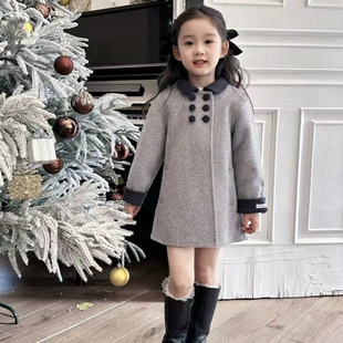 Girls Autumn and Winter Baby Korean Double-sided Cashmere New Autumn and Winter Woolen Coat Girls Children's Western Style Mid-length Coat