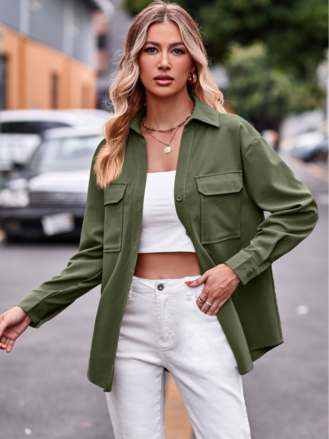 demi-season comfortable solid color shirt