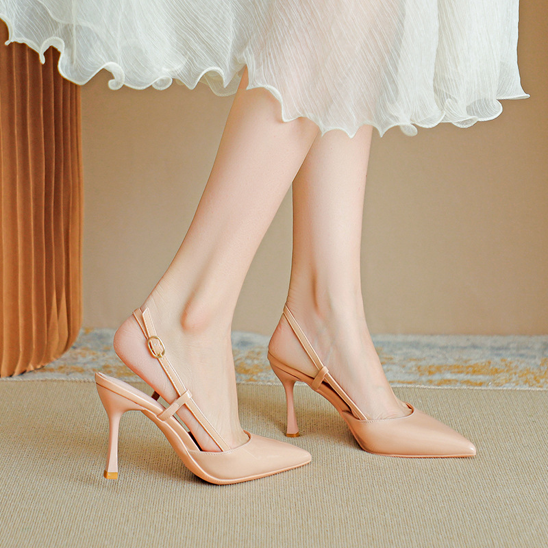 Bjm-2 Patent Leather High Heels, Hollow Back Stiletto Sandals, Women's New Summer Pointed Toe Straps, Large and Small Size Flats Bjm-2 Patent Leather High Heels, Hollow Back Stiletto Sandals, Women's New Summer Pointed Toe Straps, Large and Small Size Flats