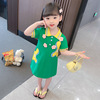 Summer dress, girl's skirt, children's clothing, Korean style, polo collar, high collar