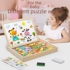Wooden Magnetic Animal Zodiac Double-Sided Drawing Board for Kids, Educational Puzzle Toy - Factory Wholesale
