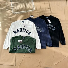 重磅Nau 长谷 经典胸前贴布刺绣圆领长袖T恤日系CITY BOY风男女款