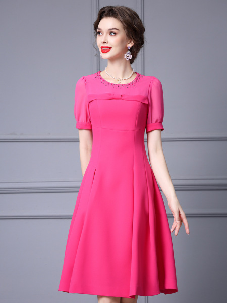 Handmade nail drill bubble sleeve high waisted large swing skirt