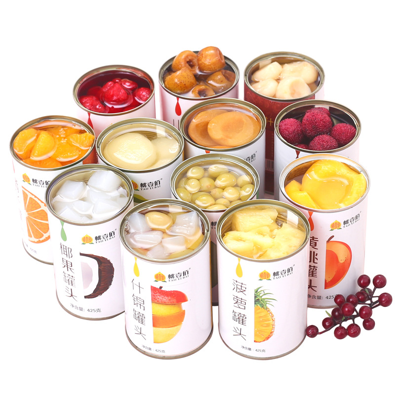 水果罐头批发网红混合糖水黄桃零食菠萝橘梨杨梅什锦