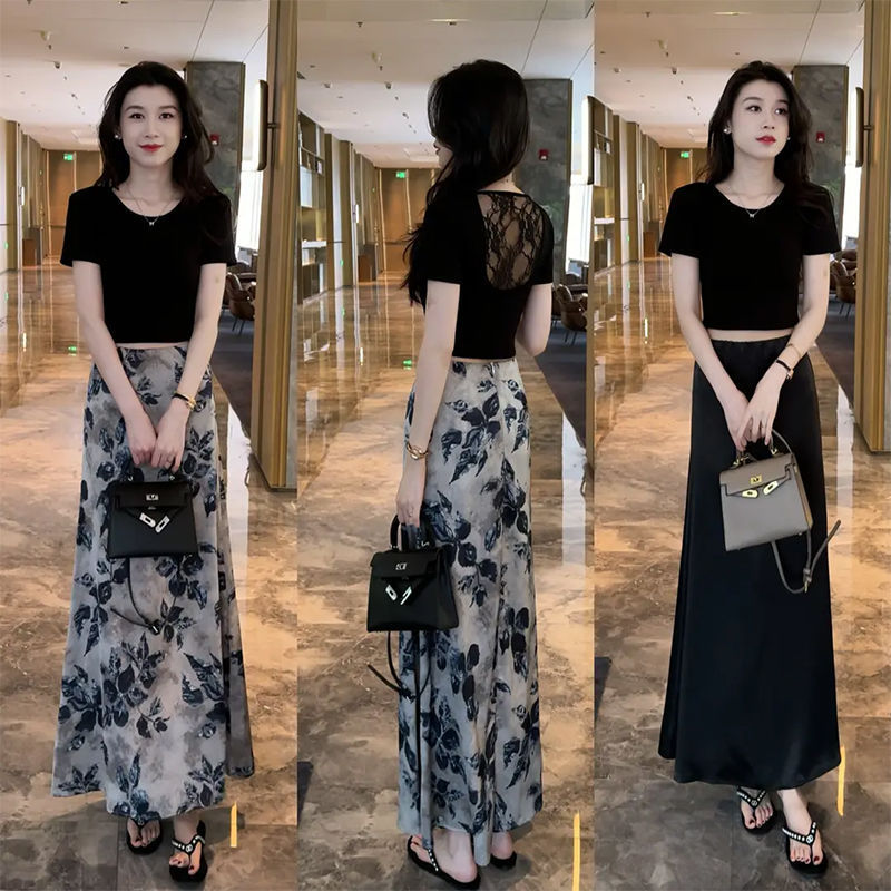 Summer New Style Slimming Look High-Waisted A-Line Skirt for Women, Slim-Fitting Salt-Style Casual and Stylish Age-Reducing Long Skirt Summer New Style Slimming Look High-Waisted A-Line Skirt for Women, Slim-Fitting Salt-Style Casual and Stylish Age-Reducing Long Skirt