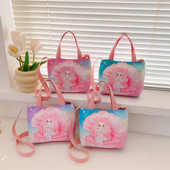 New Children's Single Shoulder Bag for Girls, Handbag with Ins Style Mermaid Print, Versatile Small Bag, Candy Bag