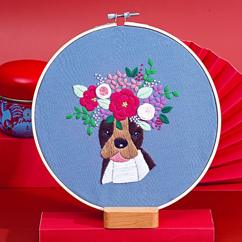 Flores y gatos set colgar dibujos animados Lu bordados animales Inglés novatos bolsos bordados diy material bolsos colgantes hechos a mano sala de estar