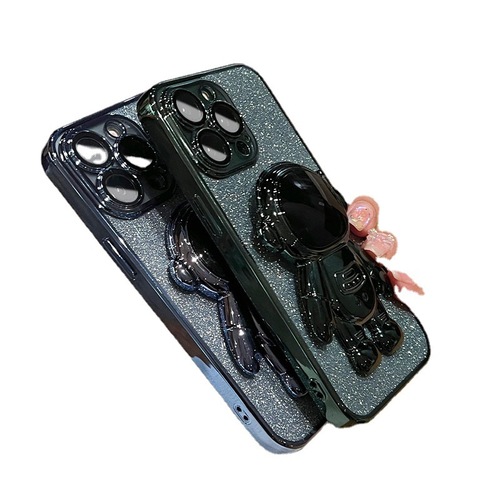 Suitable for iPhone 14 Promax glitter astronaut mobile phone case Apple 15 all-inclusive electroplated silicone 13 high-end