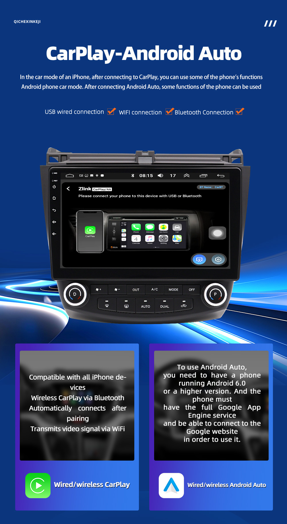 CarPlay Car Navigation GPS Stereo for Honda Civic 2016-21dvd