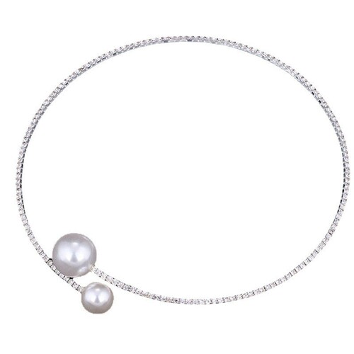 Japanese and Korean jewelry simple clavicle chain necklace earrings bracelet set full diamond size pearl open necklace women's