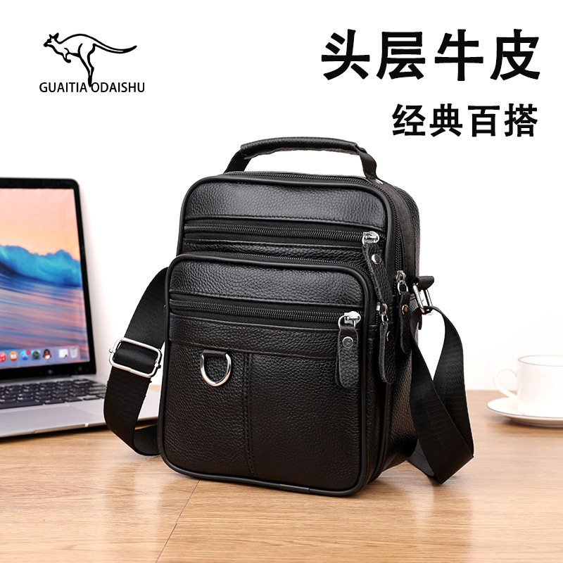 New Casual and Fashionable Men's Bag Made of First-Layer Cowhide with Multiple Compartments, Genuine Leather Shoulder Bag, Large Capacity Men's Shoulder Bag, Crossbody Bag New Casual and Fashionable Men's Bag Made of First-Layer Cowhide with Multiple Compartments, Genuine Leather Shoulder Bag, Large Capacity Men's Shoulder Bag, Crossbody Bag