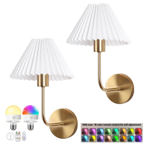 Luz de pared sin cableado transfronteriza americana dormitorio cabecera de cama luz de atmósfera decoración de sala de estar cubierta de lienzo recargable lámpara de pared atenuable